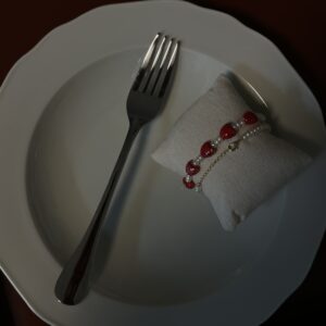 שרשרת לבבות עם פנינים אמיתית